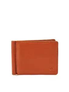 EVOQ Men Brown Leather Two Fold Wallet