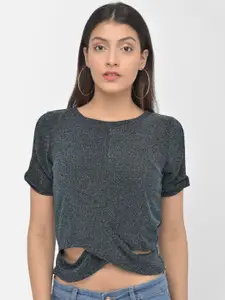 Latin Quarters Grey Twisted Blingy Top
