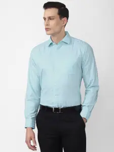Van Heusen Men Blue Grid Checked Pure Cotton Formal Shirt