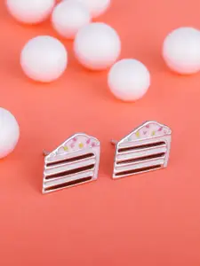 GIVA GIVA Girls Silver-Toned & Pink Contemporary Studs Earrings