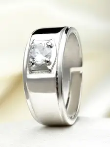 KARATCART Men Silver-Plated Silver Adjustable Finger Ring