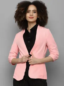 Allen Solly Woman  Pink Solid Single-Breasted Blazers