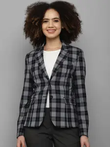 Allen Solly Woman  Grey Checked  Single-Breasted Casual Blazers