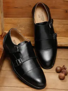 Teakwood Leathers Men Black Solid Formal Monk Shoes