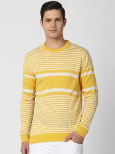 Peter England Casuals Men Yellow & White Striped Pullover