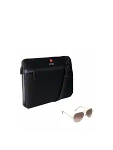 SWISS MILITARY Unisex Black Laptop Bag & Sunglass