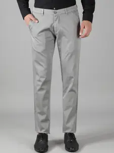 POP CULTURE Men Grey Comfort Slim Fit Easy Wash Trousers