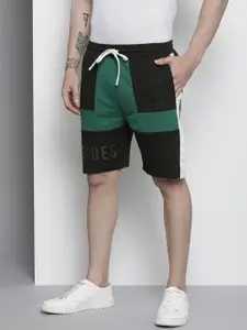 The Indian Garage Co Men Black & Green Colourblocked Shorts