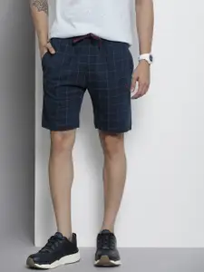 The Indian Garage Co Men Navy Blue Checked Shorts