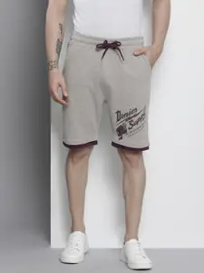 The Indian Garage Co Men Grey & Maroon Typography Printed Shorts
