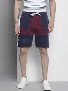 The Indian Garage Co Men Navy Blue & Maroon Colourblocked Shorts