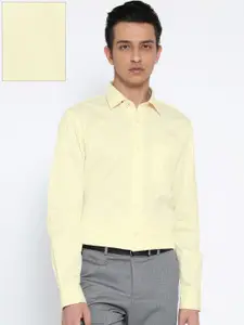 Blackberrys Men Yellow Slim Fit Self-Design Formal Shirt