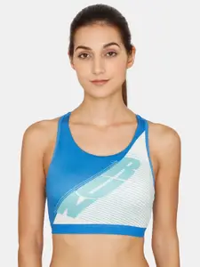 Zelocity by Zivame Blue & White Non-Wired Sports Bra