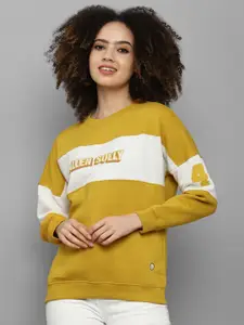 Allen Solly Woman Mustard Yellow Colourblocked Sweatshirt