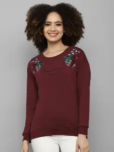 Allen Solly Woman Women Pure cotton Maroon Printed Sweatshirt