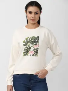 Van Heusen Woman Van Heusen Women Cream-Coloured Printed Sweatshirt