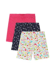 Bodycare Kids Girls White & Fuchsia Pack Of 3 Floral Printed Shorts