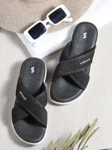 Solethreads Women Black & White Slip-On Flip Flops
