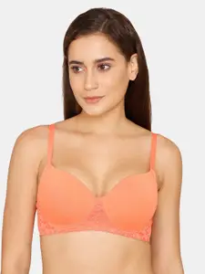 Zivame Pink Lightly Padded & Non Wired Solid Bra