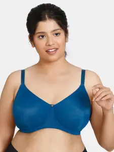 Zivame Blue Underwired & Non Padded Solid Bra