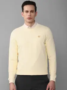 Louis Philippe Men Yellow Solid Sweatshirt