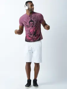 Huetrap Men Mauve Printed T-shirt