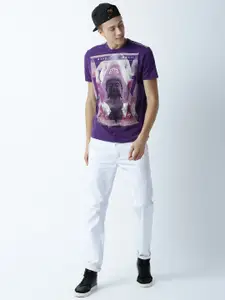 Huetrap Men Purple Printed T-shirt
