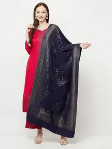 Safaa Red & Blue Viscose Rayon Unstitched Dress Material
