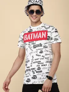 Free Authority Men White Typography Batman Printed T-shirt