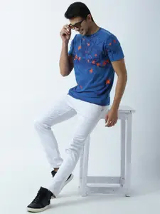 Huetrap Men Blue Printed T-shirt