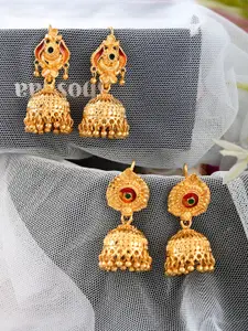 Silvermerc Designs Gold-Toned Contemporary Jhumkas Earrings