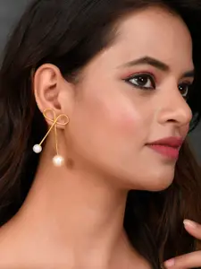 Silvermerc Designs Gold-Toned & White Gold Plated Contemporary Drop Earrings