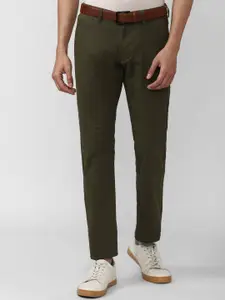 Peter England Casuals Men Olive Green Trousers