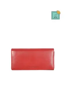 Sassora Women Red Zip Detail Leather Two Fold Wallet