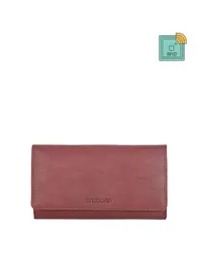 Sassora Women Red & White Zip Detail Leather Two Fold Wallet