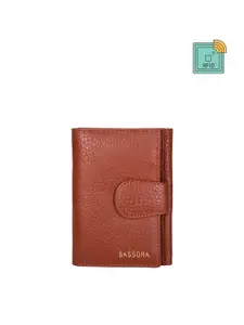 Sassora Women Brown Leather RFID Two Fold Wallet
