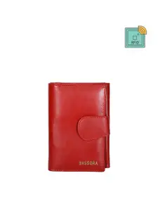 Sassora Women Red Leather Two Fold Wallet