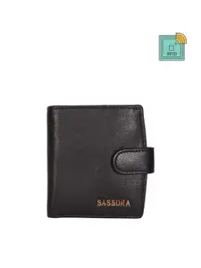 Sassora Women Black Leather Two Fold Wallet