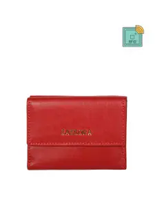 Sassora Women Red Leather Three Fold Wallet