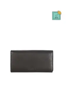 Sassora Women Black Zip Detail Leather RFID Two Fold Wallet