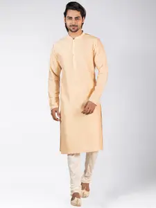 KISAH Men Cream-Coloured Solid Kurta
