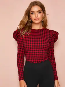 Dream Beauty Fashion Women Red & Black Checked Top