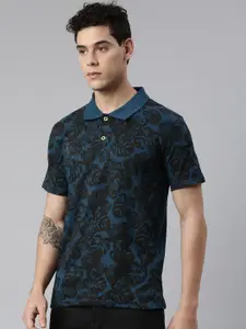 Kryptic Men Tropical Printed Pure Cotton Polo Collar T-shirt