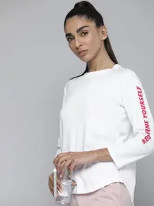 HRX by Hrithik Roshan Women White Pure Cotton Solid T-shirt