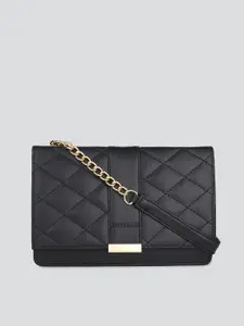 AMYENCE Black Textured Structured Satchel with Quilted