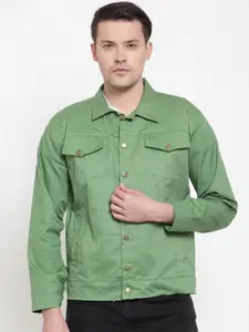 VOXATI Men Green Denim Jacket