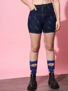 Q-rious Women Blue Denim Shorts