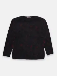 CHIMPRALA Girls Black & french middle red purple Colourblocked Pullover