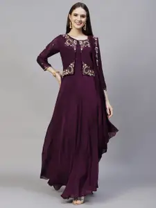 FASHOR Purple Chiffon Maxi Dress