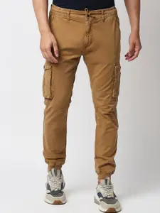 Pepe Jeans Men Khaki Solid Slim-Fit Cotton Jogger